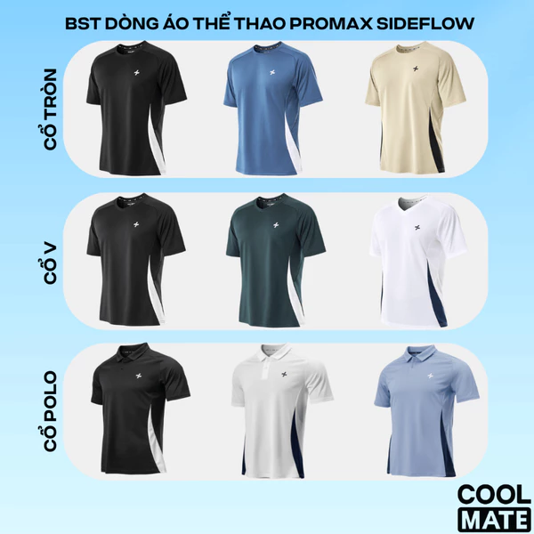 [MUA 3 GIẢM 12%]Áo thun Tshirt thể thao nam pickleball tennis Promax Sideflow cổ tròn co giãn thoáng khí Coolmate