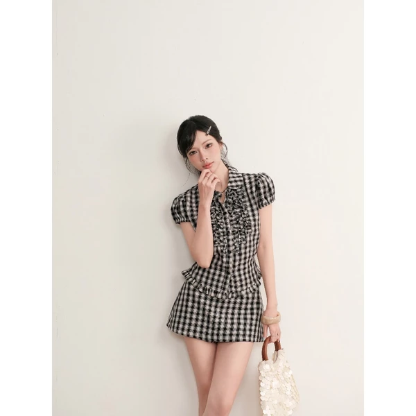KIDO - Set áo tay phồng phối bèo + Chân váy ngắn JIMIN SET