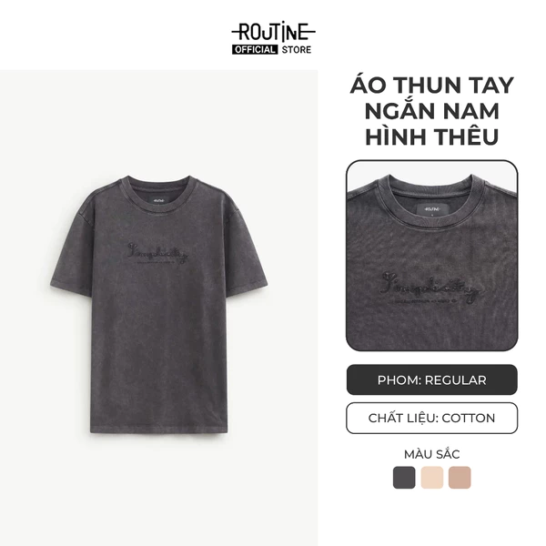 Áo Thun Tay Ngắn Nam Hình Thêu Form Regular - Routine 10F25TSS009