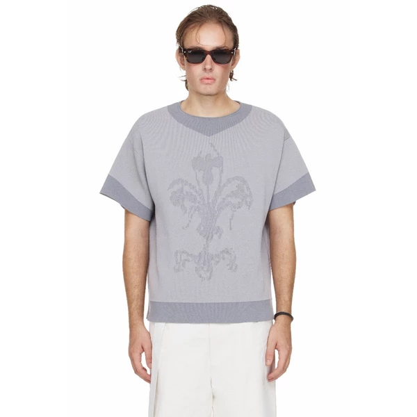 Áo Thun Boxy Dệt Kim Hoa Iris Màu Muted Blue - BEUTER® x PALLADIUM IRIS KNIT BOXY T-SHIRT - MUTED BLUE