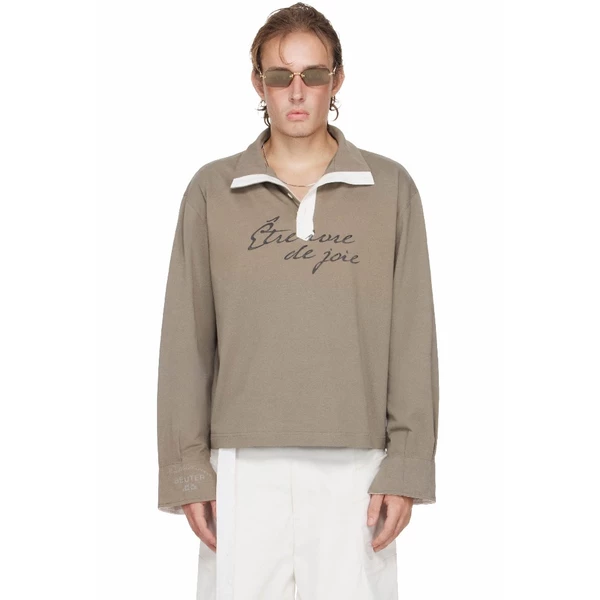 Áo Polo Tay Dài ‘Être ivre de joie’ Màu Xanh Rêu - BEUTER® x PALLADIUM ‘Être ivre de joie’ LONG SLEEVE POLO - MOSS GREEN