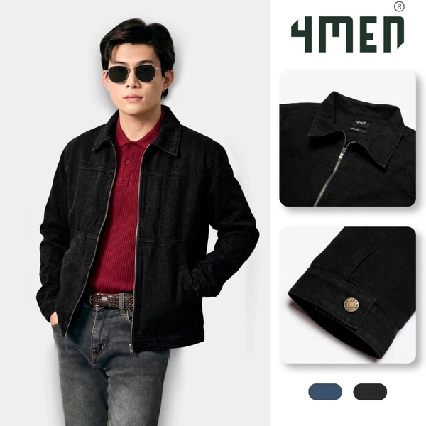 Áo Khoác Jean Trơn Dây Kéo Form Regular 4MEN AK076 basic, trẻ trung, năng động, dễ phối