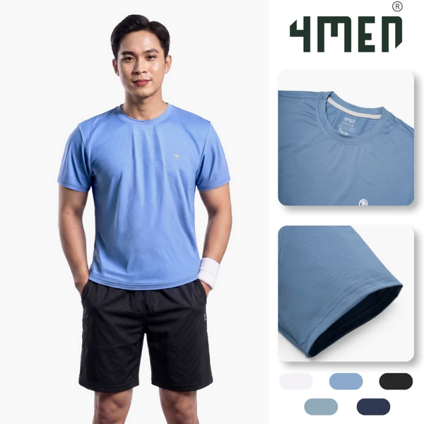 Áo Thun Thể Thao Nam Trơn In Logo 4M Tròn Form Regular 4MEN AT175 mềm mại, thoáng khí, co giãn, thấm hút mồ hôi, giá rẻ