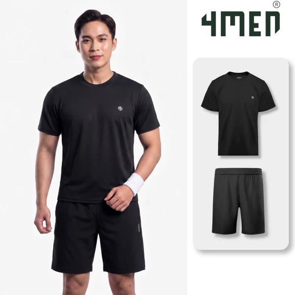 Set đồ bộ thể thao nam 4MEN Áo thun AT175 và Quần short QS077 thoáng mát, mềm mại, co giãn