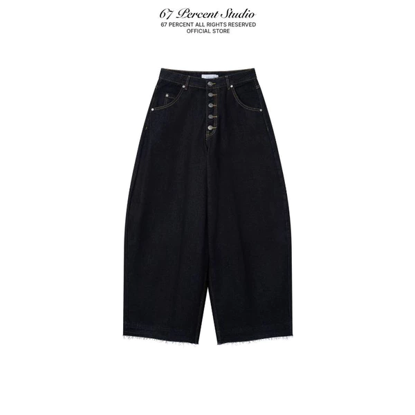 Quần Jeans Ống Rộng Đính Nút Thời Trang 67PERCENT/67% - TOKYO BARREL JEANS