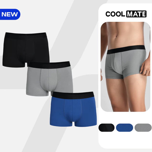 Combo 03 Quần lót nam Trunk Cotton Co Giãn Essentials mềm mại, co giãn, thoáng mát Coolmate