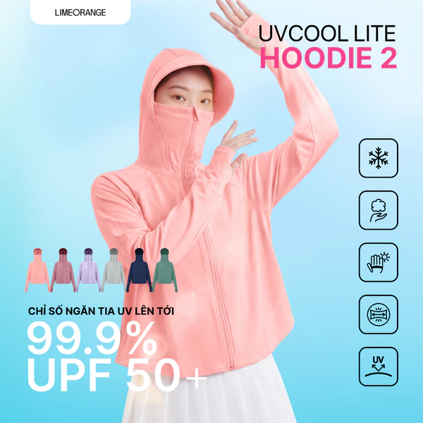 Áo Khoác Nữ Cánh Dơi UV Cool Lite Hoodie 2 Thun Lạnh Chống Tia UV LIMEORANGE
