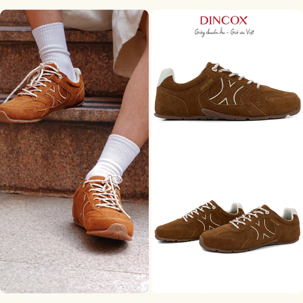 Giày Sneaker Nam Nữ Da Suede Cao Cấp Dincox Shoes DC51 GOLD RUSH