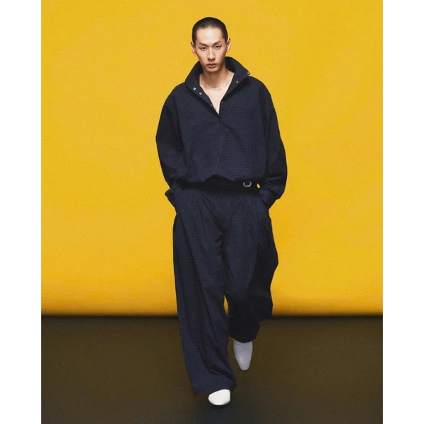 Hypnotism Foundation Check Pants Quần dài ống rộng xếp ly vải cotton họa tiết caro hiện đại (Hoả tốc)