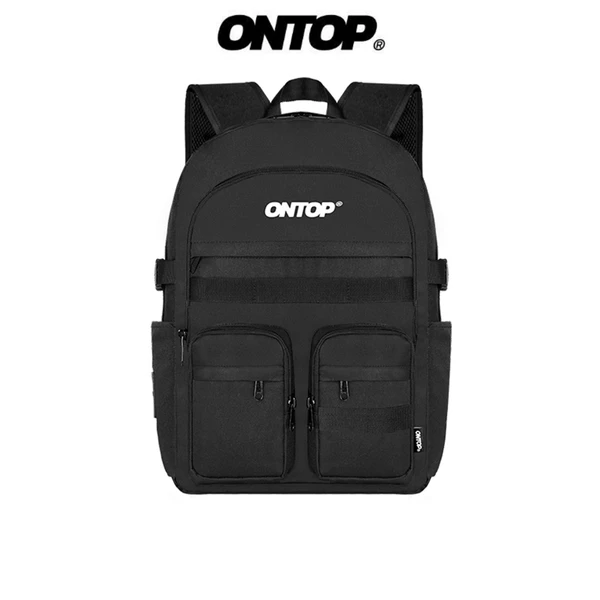 Balo local brand chính hãng ONTOP nam nữ đựng vừa laptop 15.6 inches vải canvas màu đen Adventure Backpack | O-P52