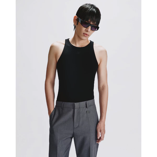 Eleven - Áo Tank Top Vải Thun Gân Thêu Mono | Màu Đen - Logo Đen