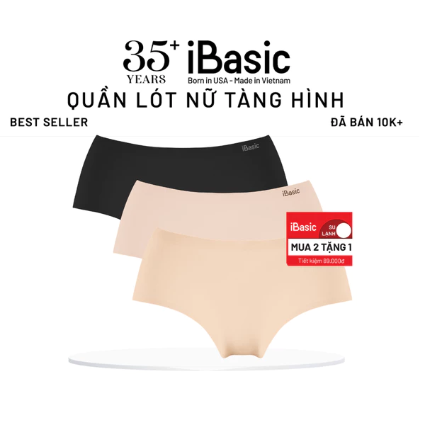 Pack 3 combo quần lót su nữ lưng cao không đường may không lộ viền iBasic PA3V189