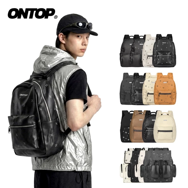 Balo đi học local brand nam nữ ONTOP chất da nhiều màu chống nước, canvas nhiều ngăn đựng laptop Level Backpack