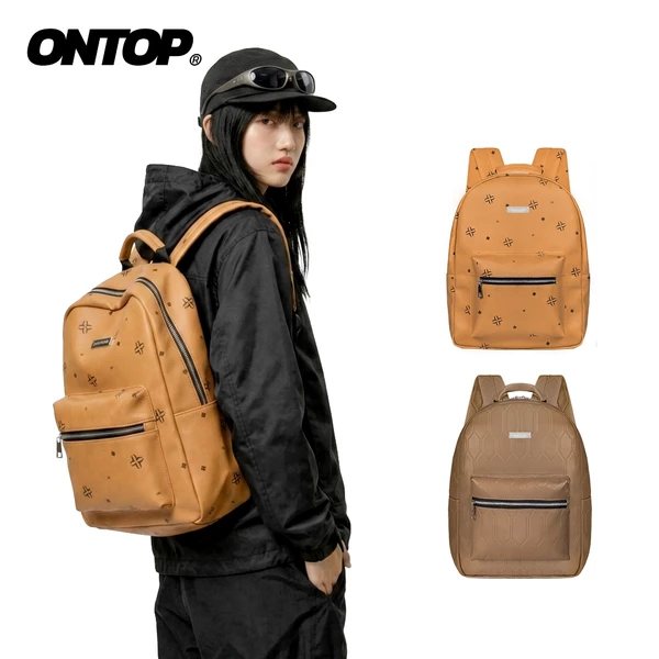 Balo nâu đi học da nam nữ ONTOP chống nước đựng vừa laptop 14.3inches local brand Level Backpack | O-P39 & O-P40