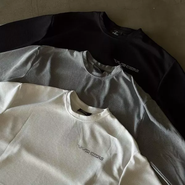 LINEWORK WAFFLE LONG SLEEVE - Áo tay dài vải tổ ong form rộng nam nữ Whose Studio