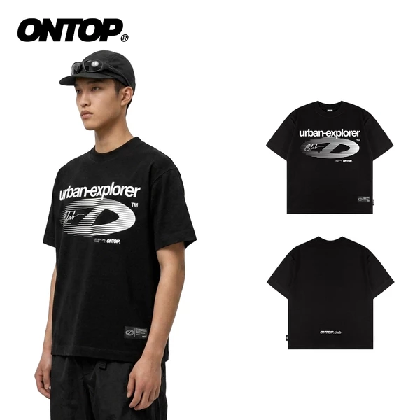 Áo thun đen nam nữ in hình ONTOP vải cotton thoáng mát có đủ 3 size local brand Urban Explorer Tee | O-T8