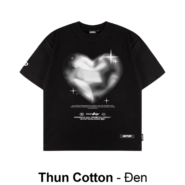 Áo thun in hình trái tim màu đen ONTOP local brand nam nữ vải cotton thoáng mát Tee Frosty | O21-T9