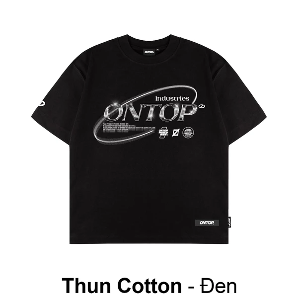 Áo thun đen form rộng in chữ nam nữ ONTOP vải cotton thoáng mát local brand Tee Optics | O23-T2