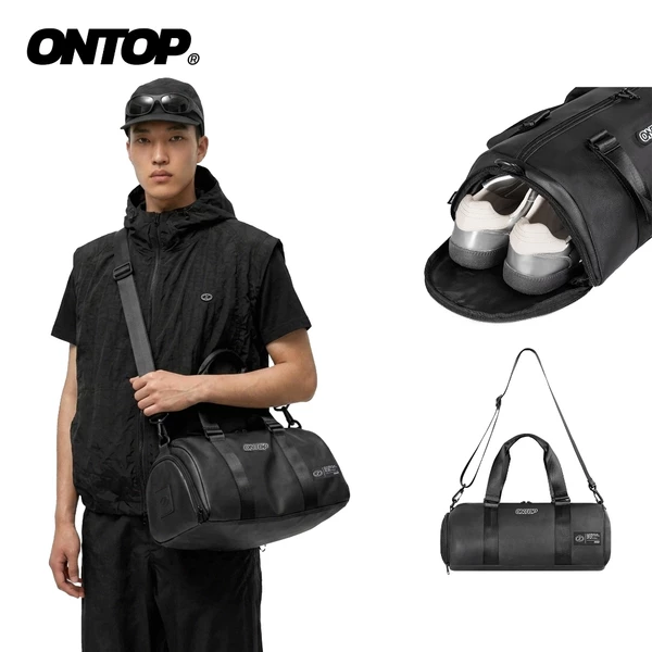 Túi du lịch chống nước da ONTOP có ngăn đựng giày xách và đeo chéo | O-B75