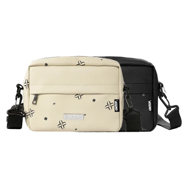 Túi đeo chéo họa tiết da chống nước ONTOP nam nữ màu đen, kem đựng vừa khổ A5 local brand Shoulder Bag Level 2.0 | O-B41