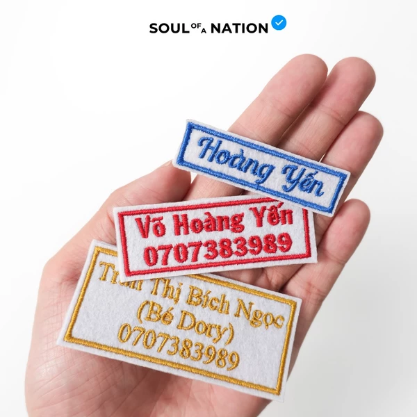 [Combo 5 Cái] Bảng Tên Thêu Custom Theo Yêu Cầu  Hình Chữ Nhật Có Keo Ủi - SOUL OF A NATION