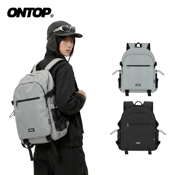 Balo canvas nhiều ngăn local brand ONTOP nam nữ, đựng vừa laptop 15.6 inches màu đen, xám Airflow Backpack | O-P53