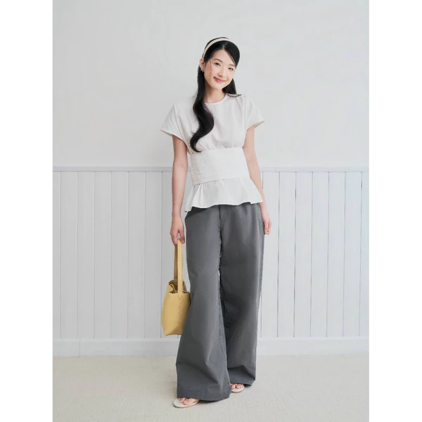DOB - Áo kiểu trơn kèm corset xếp li I Kie Top