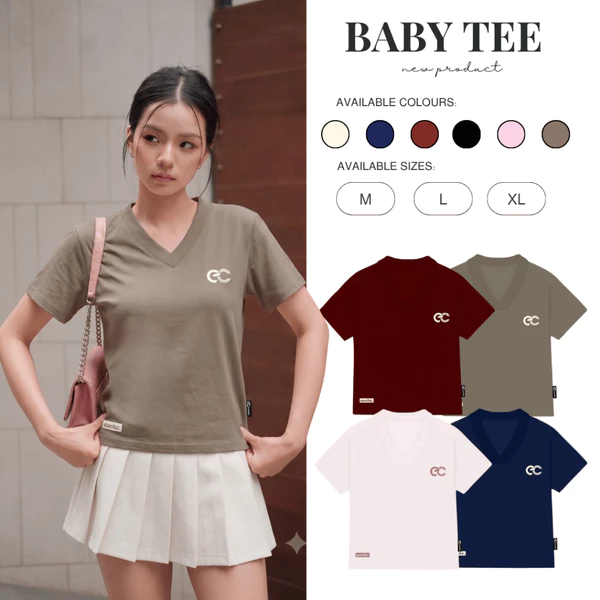 Áo Phông Baby Tee Cổ Tim ECOCHIC B163 Chất Liệu Thun Mỹ Co Giãn 4 Chiều Vừa Vặn Local Brand Chính Hãng