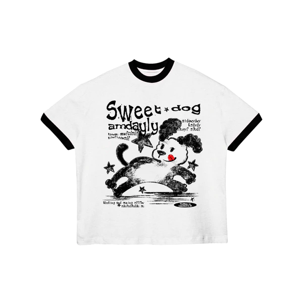 TheGlam CHÍNH HÃNG - Áo Thun Trắng "SWEET DOG" UNISEX Form Boxy Nam Nữ - TS07-18
