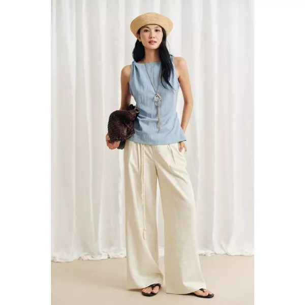 Quần dáng suông ống rộng linen Mono Talk - MCS26S-B30010TK