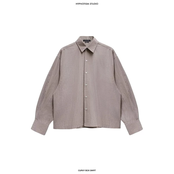 Hypnotism Curvy Box Shirt Áo sơ mi caro tay dài form Boxy Fit màu Taupe Check (Hỏa tốc)