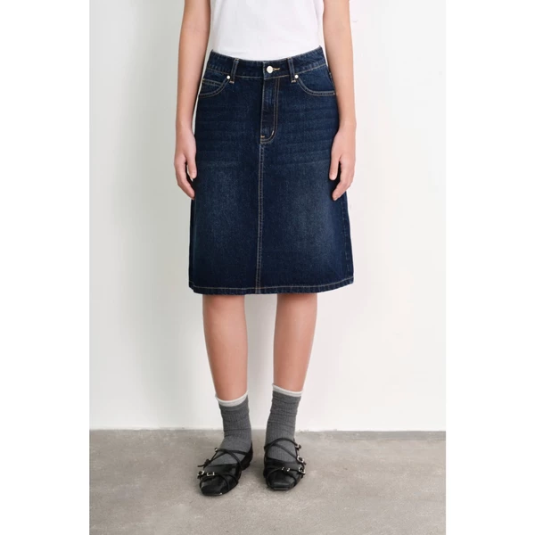 LIBÉ WORKSHOP - Chân váy jeans dài ngang gối 7596