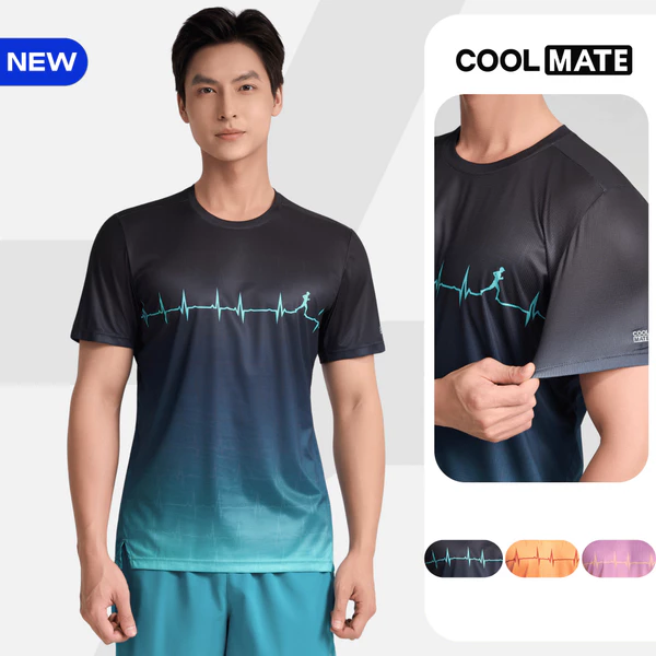 [MỚI]Áo thun nam thể thao chạy bộ Heartbeat Exdry Advance Motion siêu nhẹ, thoáng khí thấm hút tốt Coolmate