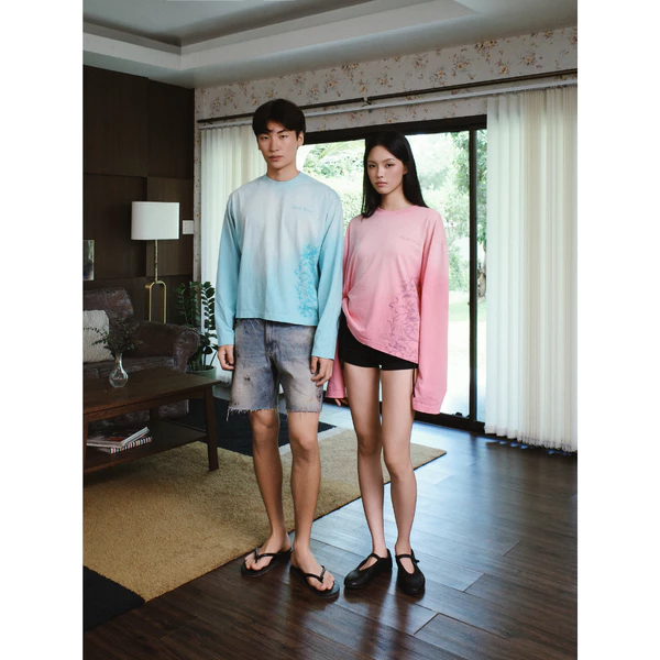 Áo Thun Tay Dài Unisex Form Boxy DVRK Privé LAUREL Vải Cotton Thoáng Mát Cao Cấp Hiệu Ứng Wash