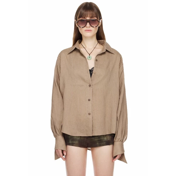 Áo Sơ Mi Nữ Kiểu Boyfriend Màu Nâu Hạnh Nhân - BEUTER® WMNS BOYFRIEND SHIRT - ALMOND