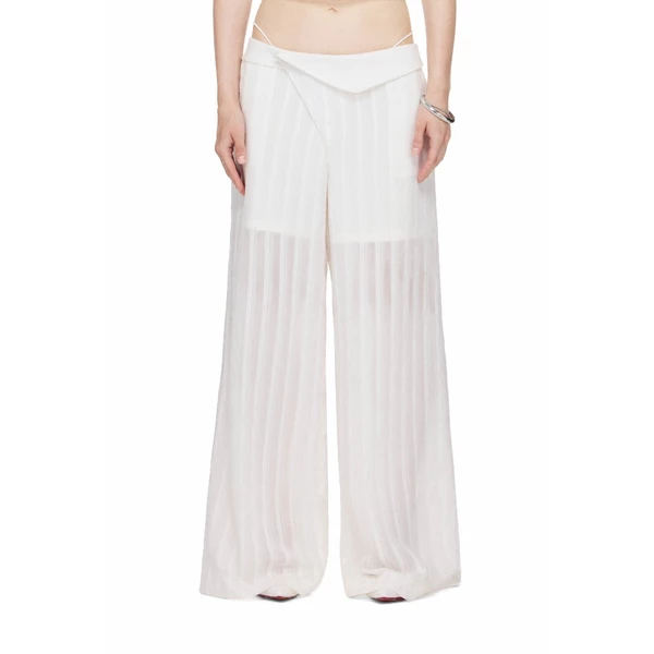 Quần Ống Suông Nữ Hai Lớp Xuyên Thấu Màu Trắng - BEUTER® WMNS CURVED-WAIST SHEER PANTS - WHITE