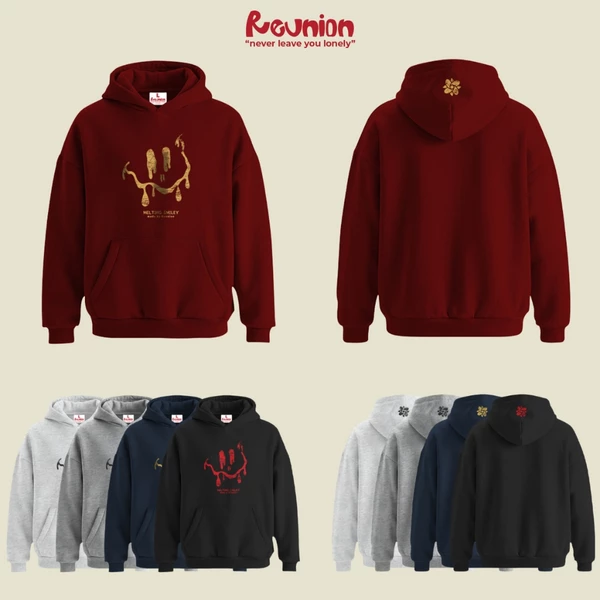RNC MELTING SMILEY Hoodie - Áo Nỉ Chui Có Mũ Nam Nữ Form Rộng Local Brand REUNION HD72