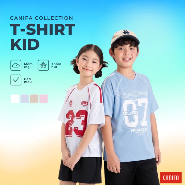 Áo phông unisex trẻ em oversize thể thao năng động thoải mái có khả năng hút ẩm và thoát mồ hôi CANIFA 3TS26C001