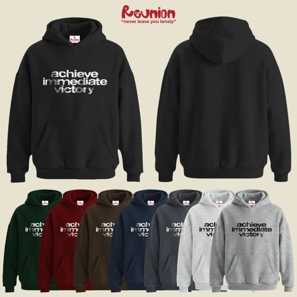 RNC ACHIEVE Hoodie - Áo Nỉ Chui Có Mũ In Hình Form Oversize Chính Hãng Brand REUNION
