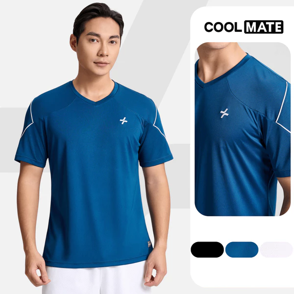 [MUA 2 GIẢM 40%]Áo thun thể thao, Áo đôi nam nữ cổ V Pickleball DinkShot Essentials Nhanh khô, Thấm hút tốt Coolmate