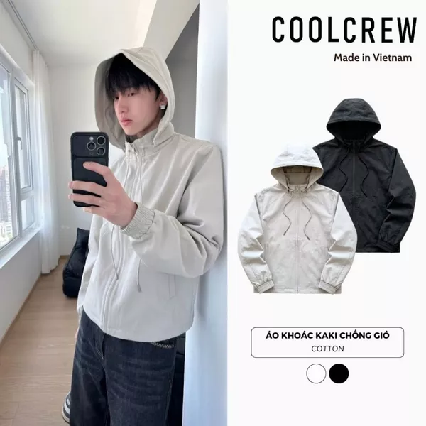 Áo Khoác Kaki Chống Gió 𝐂𝐎𝐎𝐋𝐂𝐑𝐄𝐖 Unisex Nam Nữ Có Mũ Cao Cấp Minimalist Phong Cách Hàn Quốc AKD154
