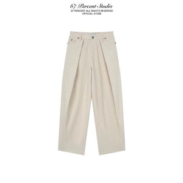 Quần Jeans Xếp Ly Ống Rộng Thời Trang 67PERCENT/67% - PLEATED DENIM PANTS