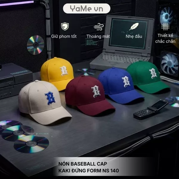 Nón Baseball Cap Kaki Đứng Form NS 140 23793 |YaMe|