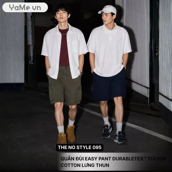 Quần đùi lưng thun túi hộp có nắp, ống rộng, phom rộng F4 - The No Style 095 23625 |YaMe|