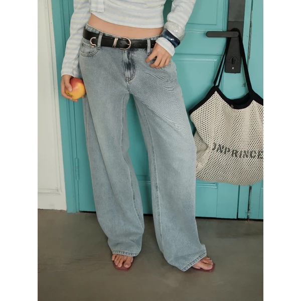 KIDO - Quần jean dài lưng thấp ống suông NATHAN JEANS