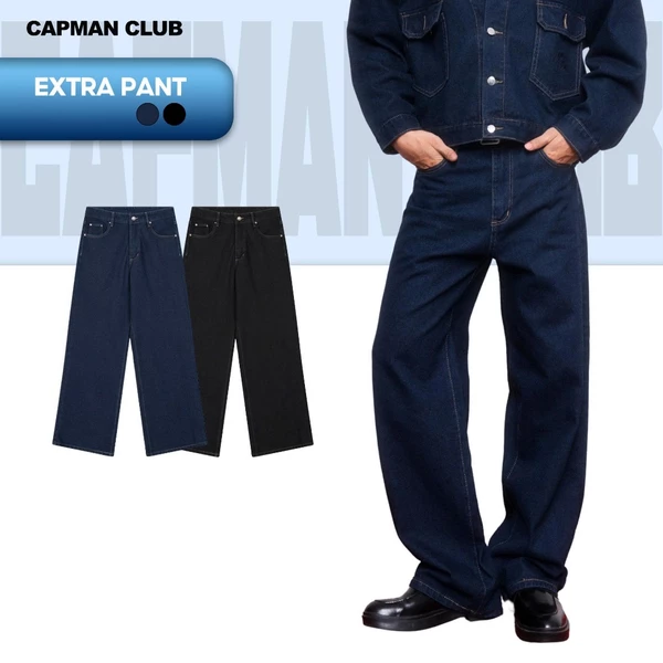 Quần dài jean nam EXTRA ống rộng CAPMAN CLUB, quần jean nam phom rộng trẻ trung - thoải mái