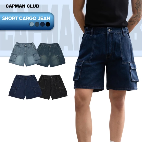 Quần short nam TÚI HỘP phom rộng trên gối CAPMAN CLUB, quần đùi nam jean trẻ trung thoải mái