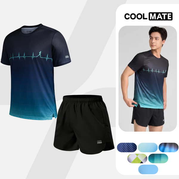 Set đồ chạy bộ Áo Thun Nam thể thao graphic và Quần short Maxcool 5inch thoáng khí, thoải mái Coolmate