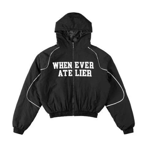 ''WHENEVER'' ÁO KHOÁC EMBROIDERED NYLON JACKET / BLACK