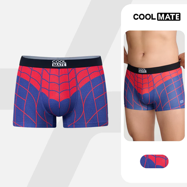 [MUA 3 GIẢM 12%][BST MARVEL]Quần lót nam Trunk Spiderman, Quần sịp người nhện mềm mại, co giãn, thấm hút Coolmate